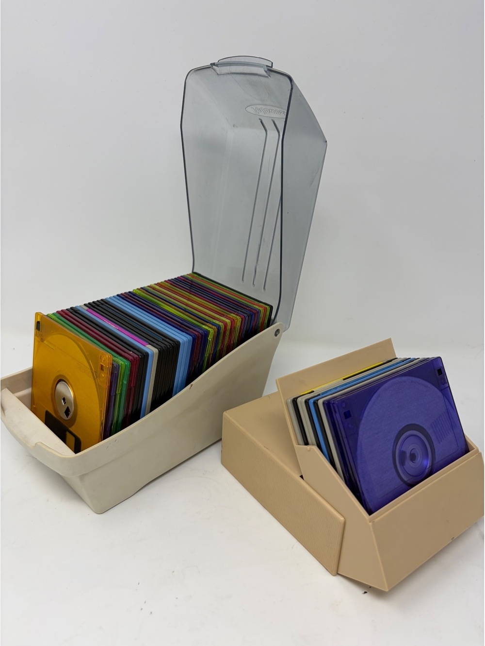 Collection of Colorful 3.5-Inch Floppy Disks with Storage Bx